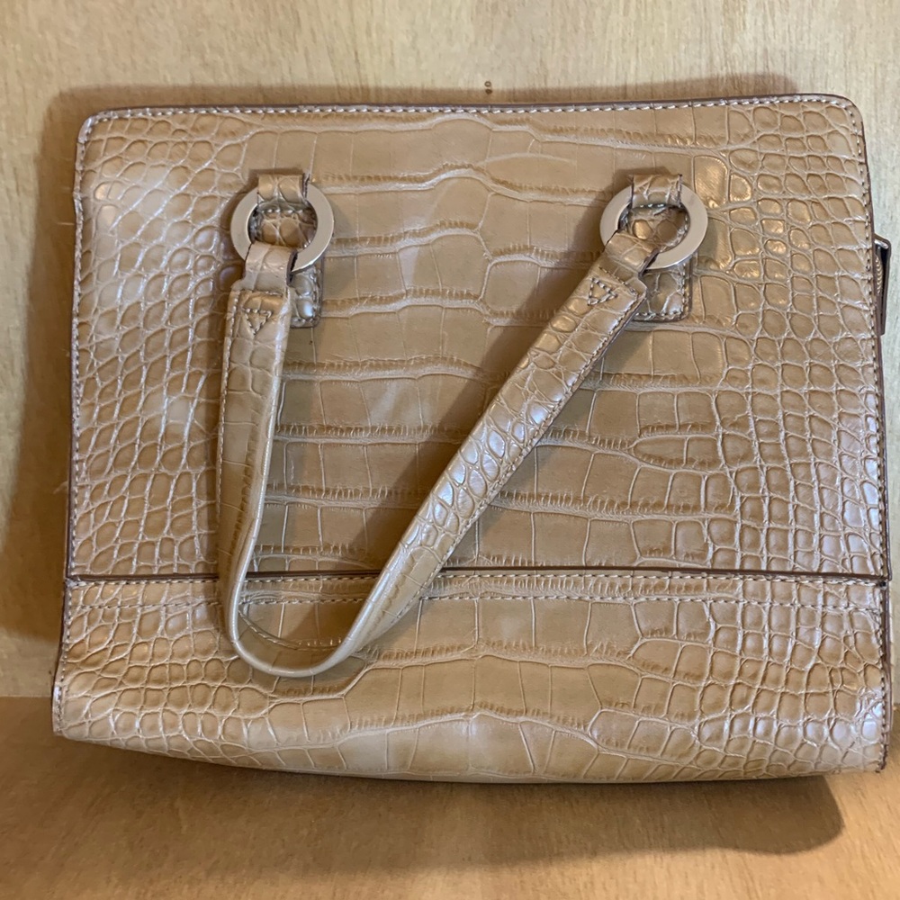 Tommy Hilfiger Tan Faux Croc Skin Bag